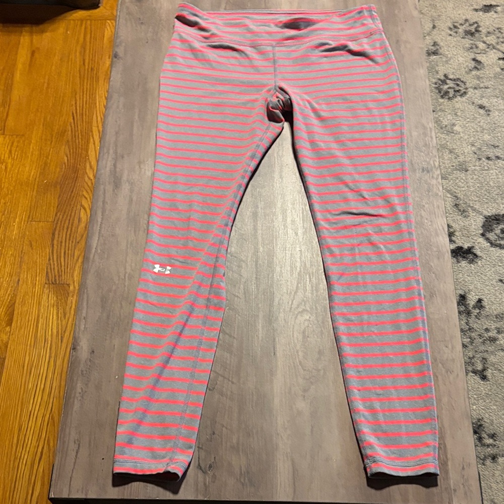 Under Armour Pink and Gray Striped Leggings